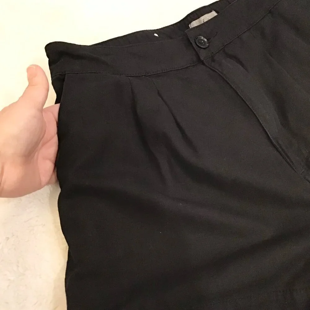 Joie Medium Pleated Linen Blend Women’s Black Shorts High Rise Pockets
